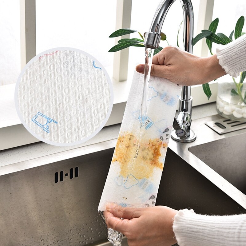 50Pcs / Roll Kitchen Paper Towel Washable Cleaning Wipes Kitchen Rag Waterproof Towel Kitchen