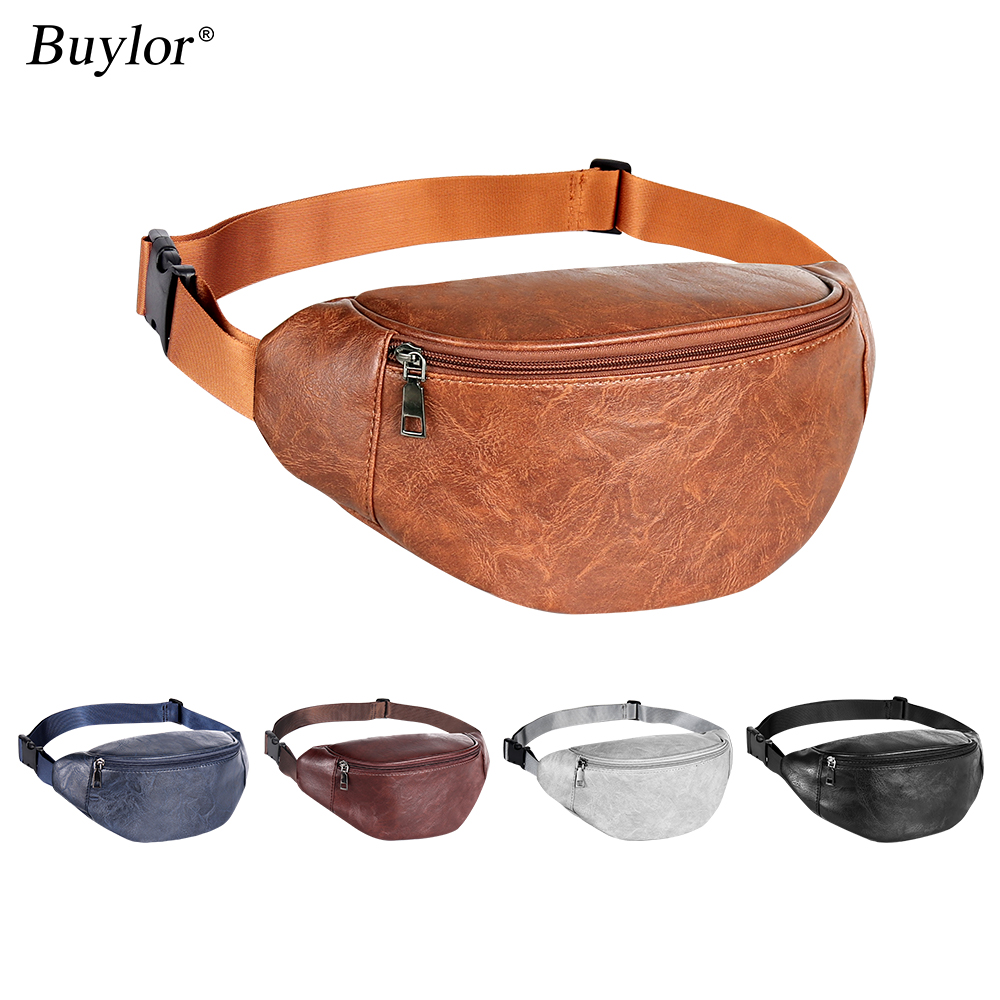 Buylor riñonera a la riñoneras bolsa de cadera de cuero para hombre bolsa de pecho impermeable informal para mujer para deportes al aire libre
