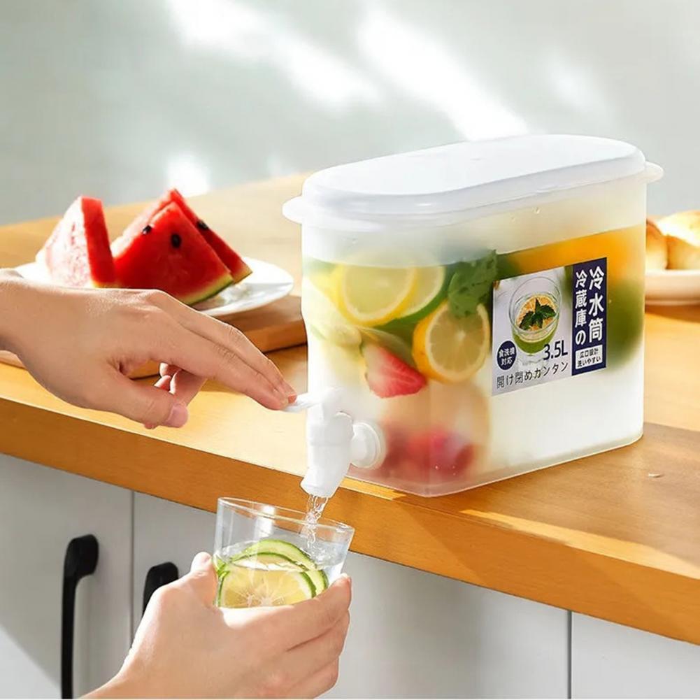 3.5L Water Jug Large Capacity Output Tap Plastic Multi-use Food Grade Materials Cool Drink Jug for Home