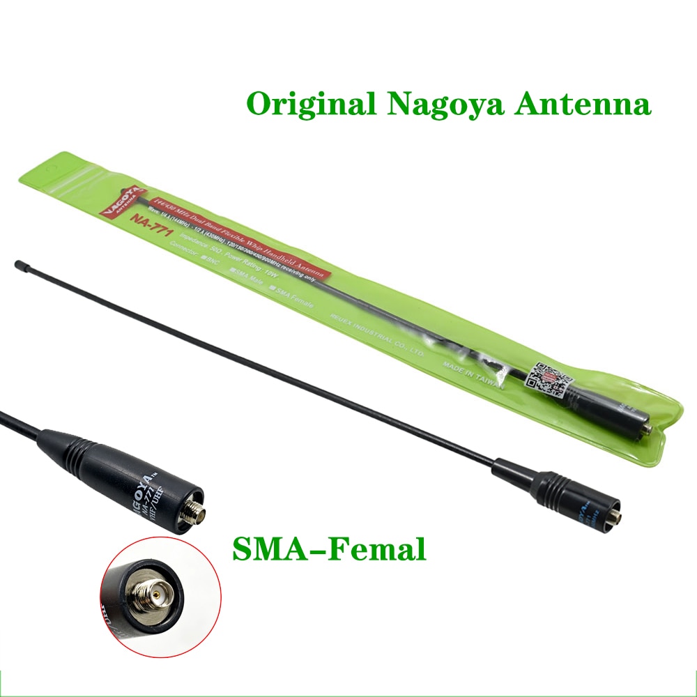 NA-711 Nagoya, SMA-F, banda Dual femenina, antena de Radio de dos vías de alta ganancia, muy utilizada en Radio de mano con interfaz macho SMA