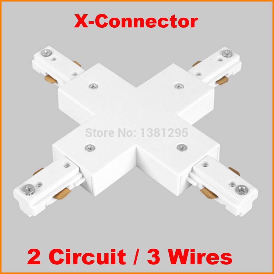 3 Wire 2 Circuit LED Lighting Track Rail X shape connector track components X-connector aluminum track accessories Black White