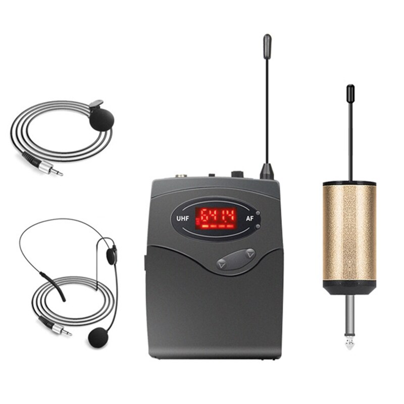 Wireless Microphone System,Wireless Microphone Set With Headset &amp; Lavalier Lapel Mics Beltpack Transmitter Receiver: Default Title