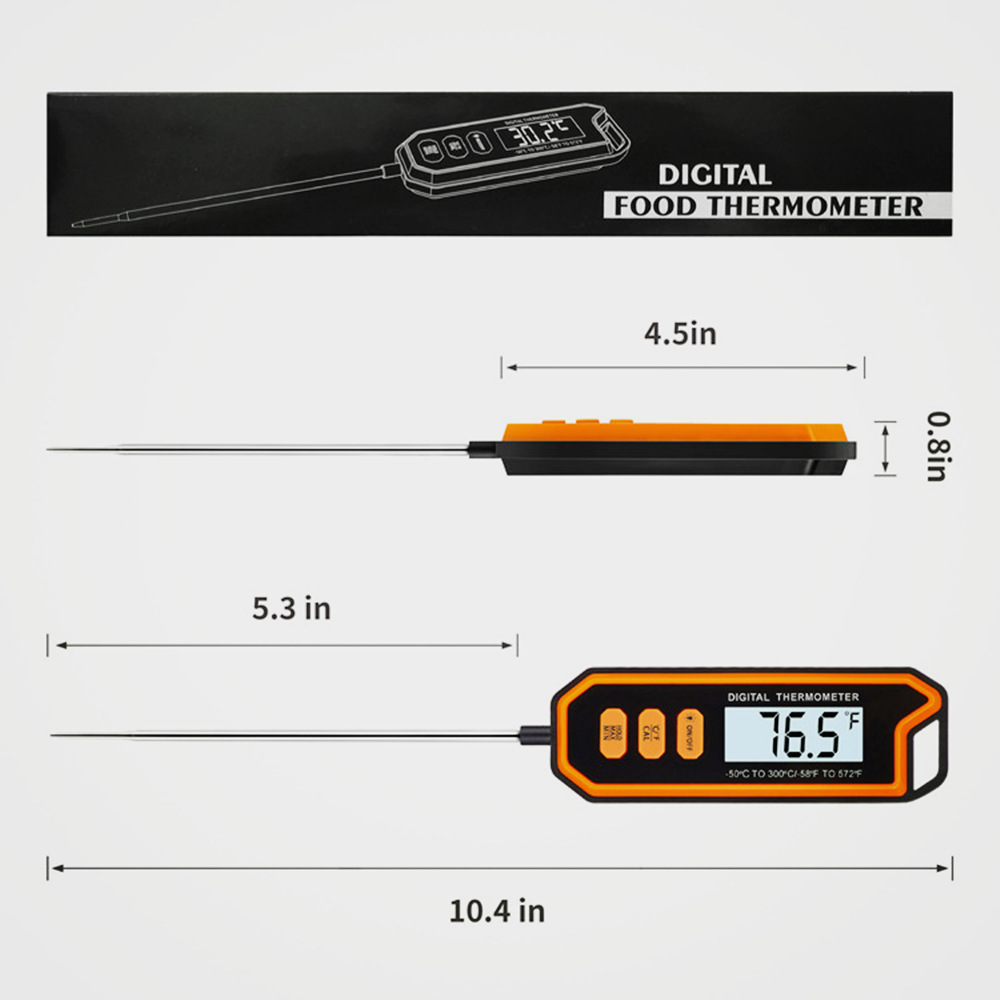 Fast Reading Kitchen Food Cooking Thermometer With Backlight Long Probe BBQ Meat Thermometer For Oven Milk