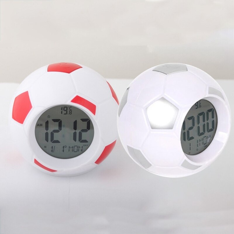 Night Light with Football Clock Digital Back Light Table Lamps Desk Soccer Alarm Clock for Bedroom Lighting Lamps