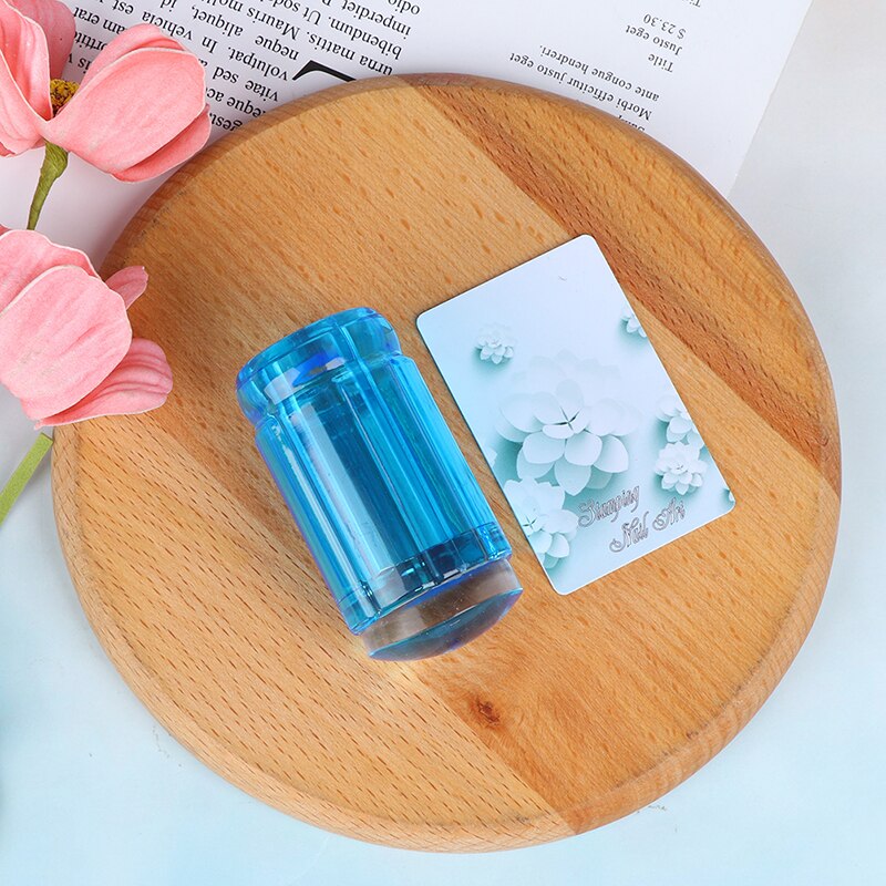 Stamper Transparent Nail Stamp Scraper Polish Print Transfer Nail Stamper Tools: Blue