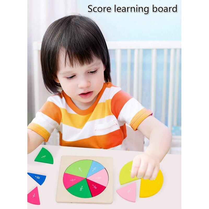 Wooden Preschool Circular Mathematics Fraction Board Teaching Aids Learning Tool Sensory Toy for Children