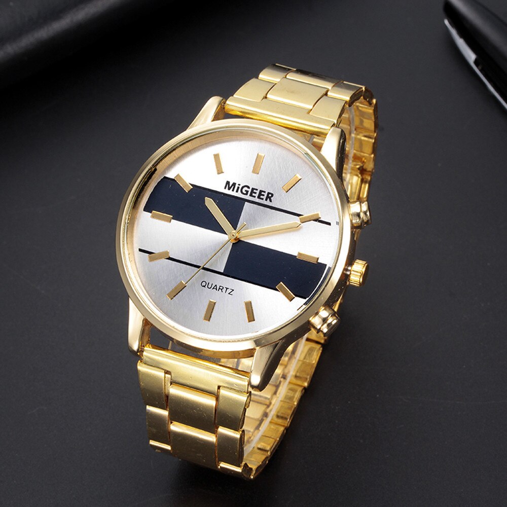 Man Stainless Steel Analog Alloy Quartz Wrist Watch