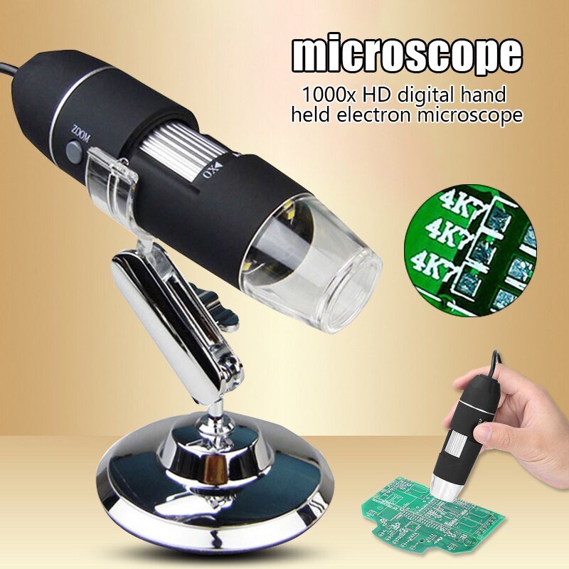 Microscopes 1000x Magnification 8 LED USB Digital Mini Camera with OTG Adapter and Metal Stand H-best