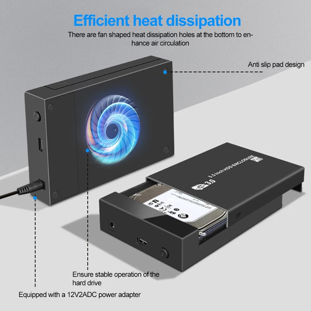 HDD-Gehäuse 3,5 2,5 Zoll SATA auf USB 3.0-Adapter, externes Festplattengehäuse, Lesegerät für SSD-Festplatte, HDD-Gehäuse, HD 3.5 HDD-Gehäuse für PC