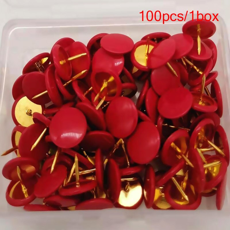 100Pcs Home Office Drawing Pins Pushpin Thumbtack Cork Board Push Pin Photo Wall Map Markers Mixed Color: Gold