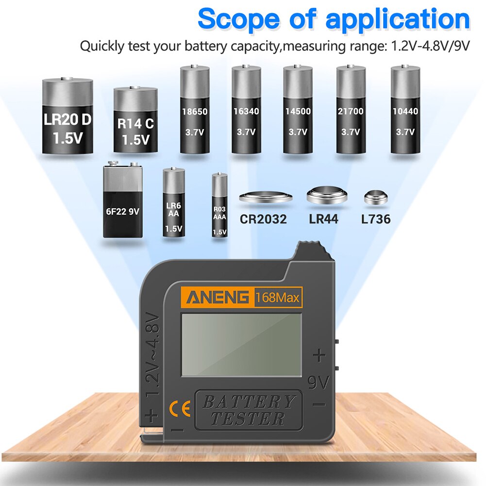 Digital Lithium Battery Capacity Tester Test Checkered Load Analyzer Universal 168max Display Check Aaa Aa Button Cell