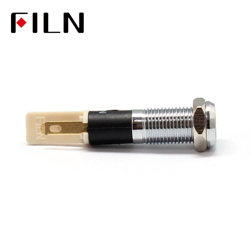 FILN – voyant lumineux led C37 12v pour tableau de bord de voiture, coque argentée, 8mm, avec pied à souder