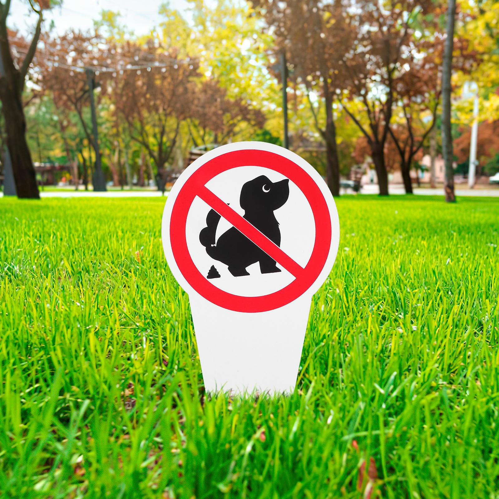 Dog Poop Sign Garden Lawn Yard Decoration No Pooping Prevention Stake Awareness Signs Double Sided