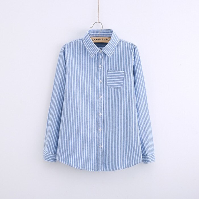 automne femmes hauts et chemisiers à manches longues rayé Blouse chemise femmes chemises décontractées femme collège Style