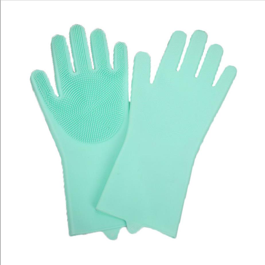 Guantes de baño de silicona para mascotas, limpieza de cocina, lavado de platos, cepillo de limpieza de baño para perros y gatos, guante de goma mágico para fregar: green a pair