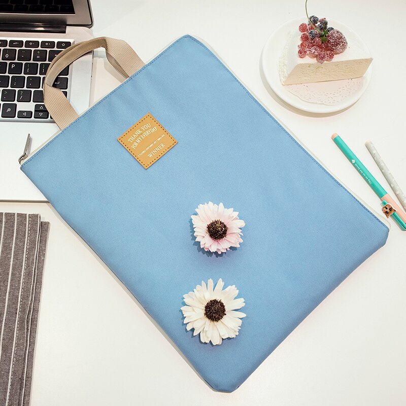 Organizador de documentos A4, maletín de nailon impermeable para hombre y mujer, bolso de oficina funcional, porta documentos, Maletín de negocios: Light Blue