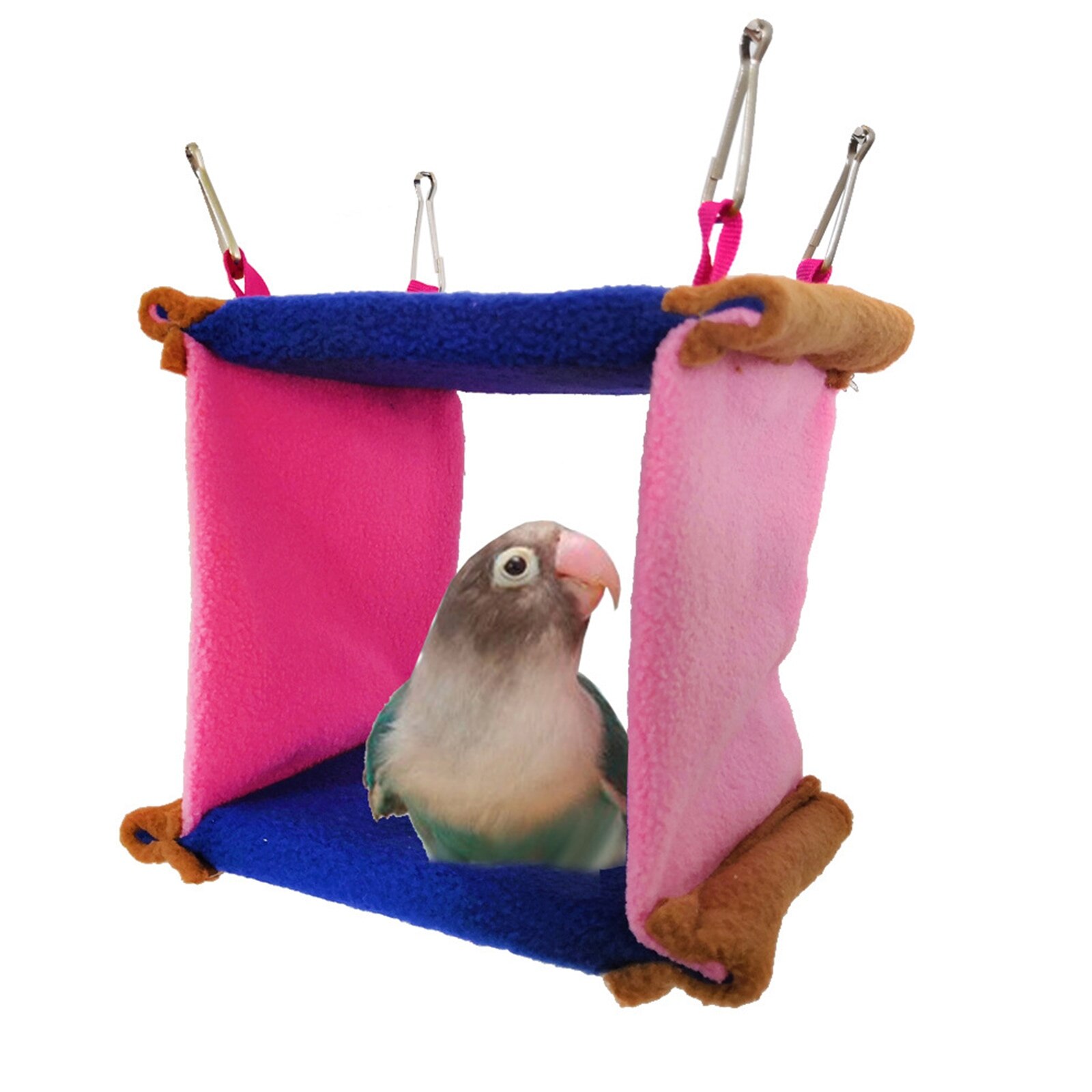 Soft Plush Bird Parrot Hammock Warm Hanging Bed For Pet Square Bird Parrot Nest Cave Cage Hut Tent Toy House for Small Animal: 4