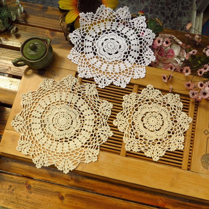 Round White Lace Embroidery Table Place Mat Christ... – Vicedeal