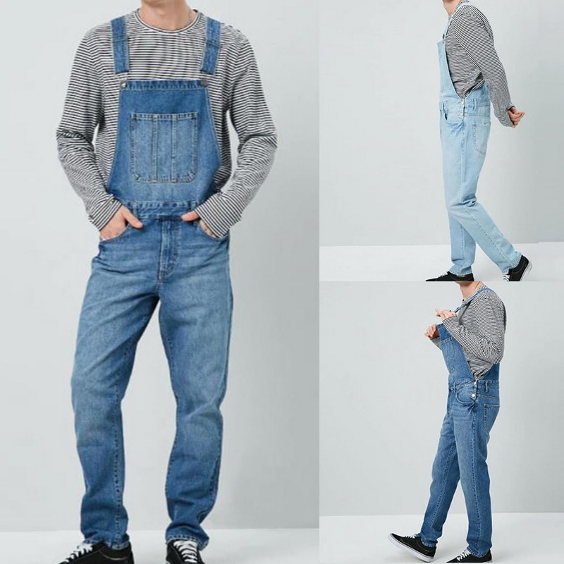 Heflashor Mannen Denim Broek Overall Een Stuk Volledige Lengte Ripped Jeans Jumpsuits Mannen Slim Casual Jeans Overalls Broek Pantalon