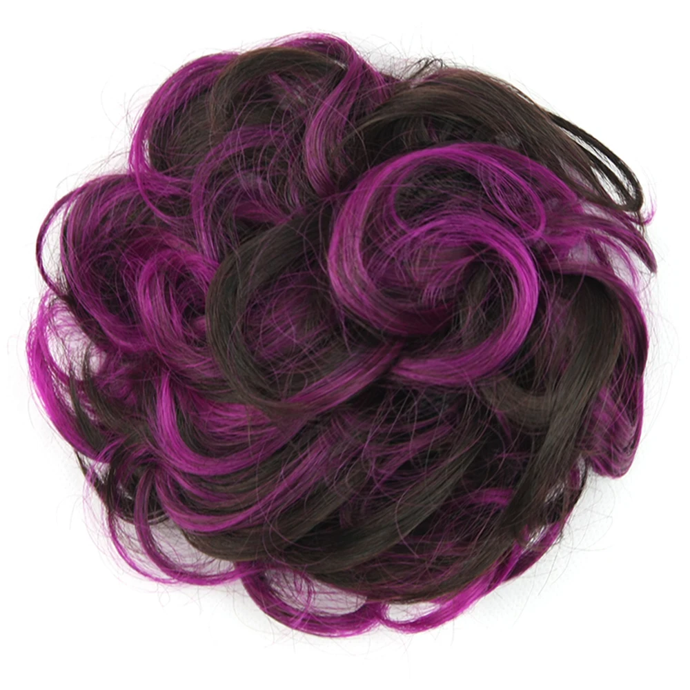 Syntetiskt rufsigt hårband vinrött uppsatt hårband flexibla scrunchies lockiga löshår chignon hårband scrunchie: #5
