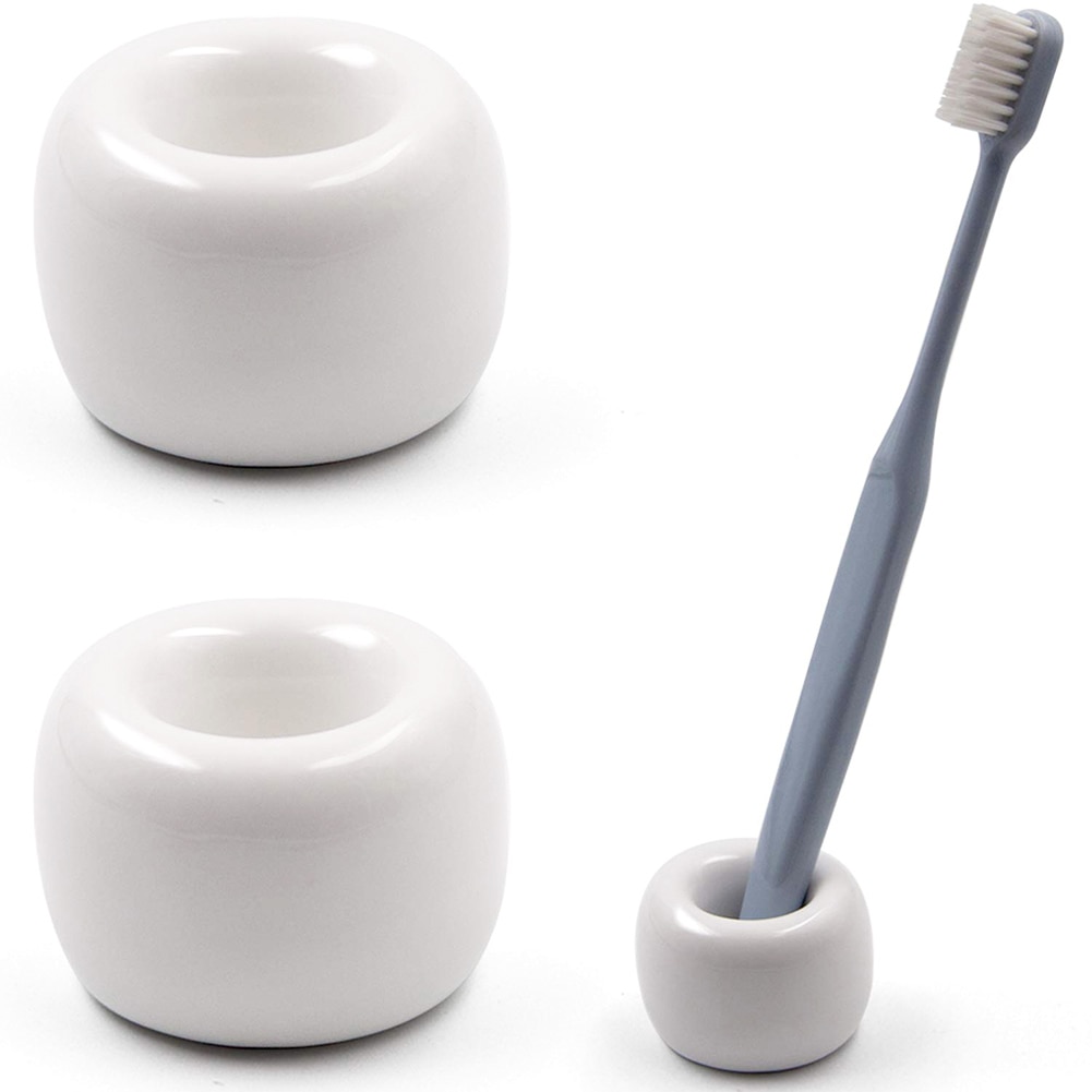 Multifunctionele Mini Keramische Badkamer Douche Tandenborstelhouder Leuke Tandenborstelhouder Rack Badkamer Tandenborstel Accessoire: WHITE