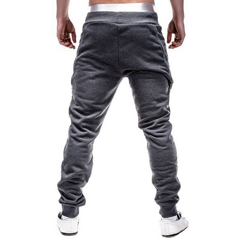 Vertieve heren open onderkant hardloopbroek trekkoord fitness sport comfortabele casual ritszak joggingbroek