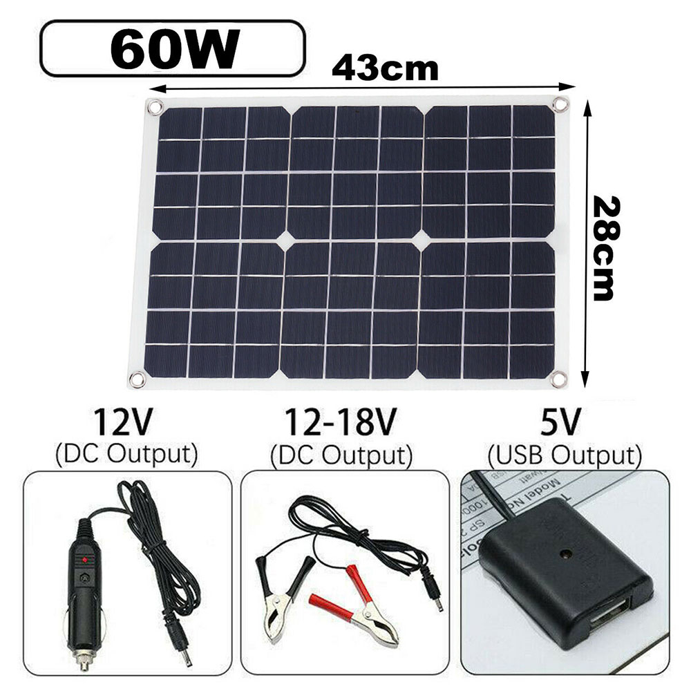 60W Solar Panel Cells Module Kit 50A/40A/10A Dual USB Solar Controller Module For Car RV Boat Home Roof Camping Solar Battery