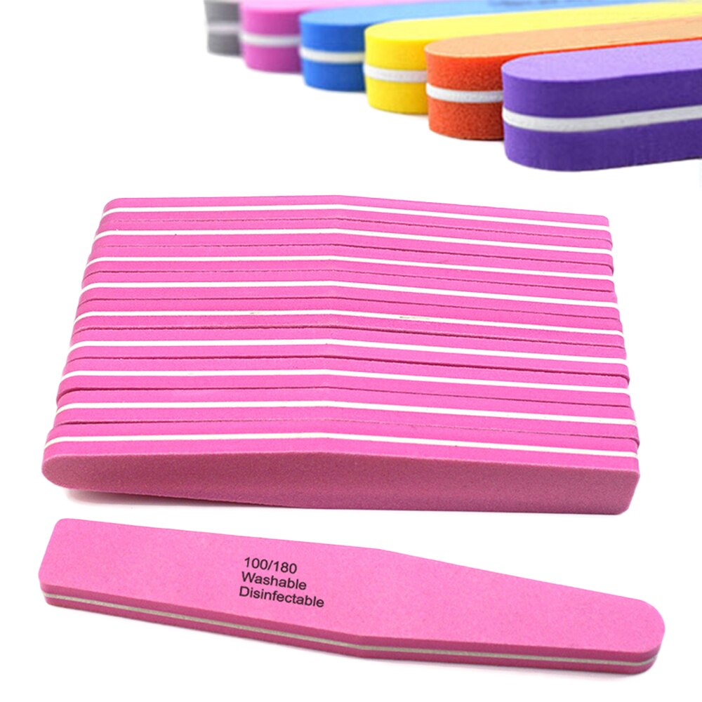10 Stuks Nail File Buffer Double Side Wasbare Polish Spons Board 100/180 Trimmer Lime Buffer Nail Art Polijsten Manicure Gereedschap