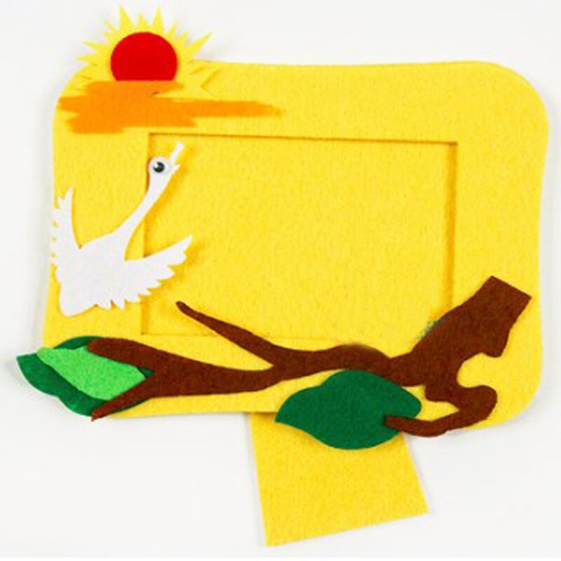 Marco de fotos para niños, paquete de fieltro hecho a mano, no tejido, decoración artesanal, paquete de fieltro, 16x13cm, 5 unidades a elegir: yellow