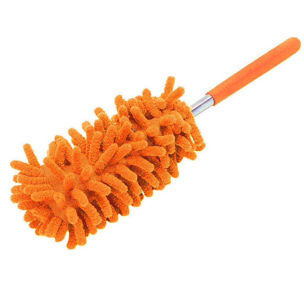 1Pc Microfiber Stofdoek Borstel Dust Cleaner Telescopische Zachte Microvezel Stofdoek Uitschuifbare Schoonmaken Thuis Auto Cleaner Dust Handvat Tool: Orange