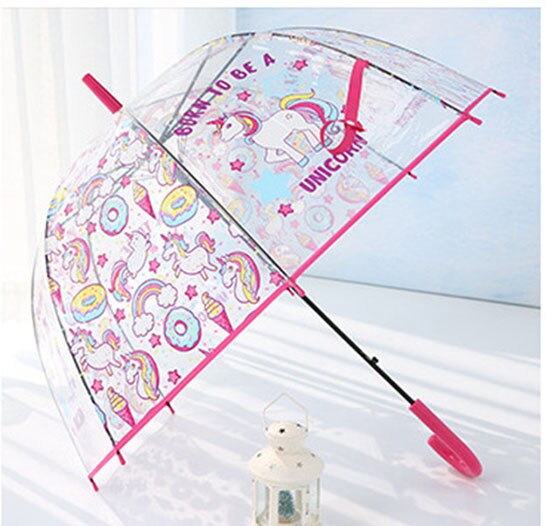Paraguas con unicornio para niños, paraguas transparente, Apollo, semiautomático, pingüino de dibujos animados: 3