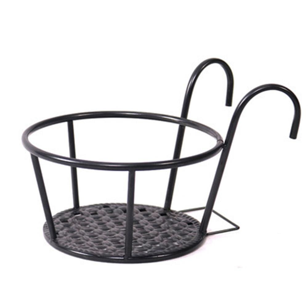 Tenture murale Vase à fleurs Pot mur porte-panier jardin balcon fleur support clôture fleur étagère de rangement décoration de jardin: Black