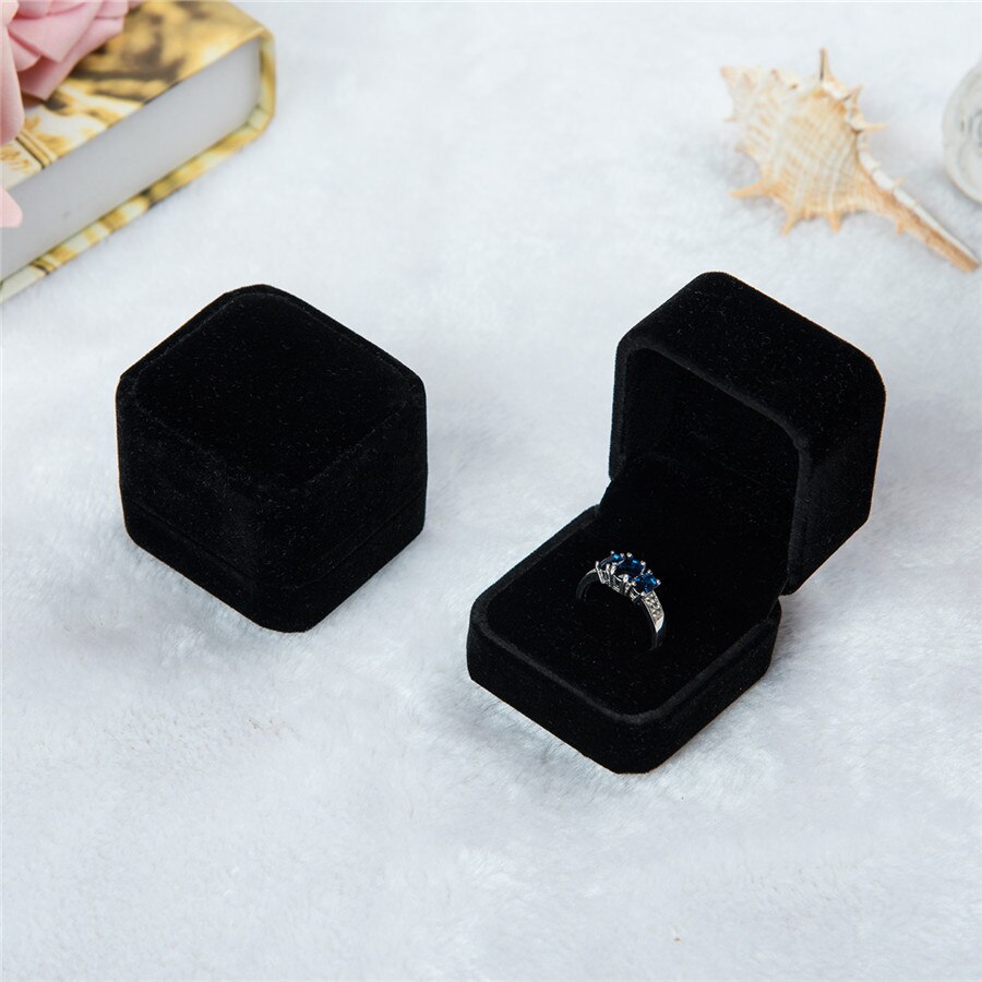 Luxus Schmuck Box Platz Samt Frauen Ohrringe Ringe Schmuck Verpackung Display Tragbare Reise Fall Hochzeit Braut Boxen: Black