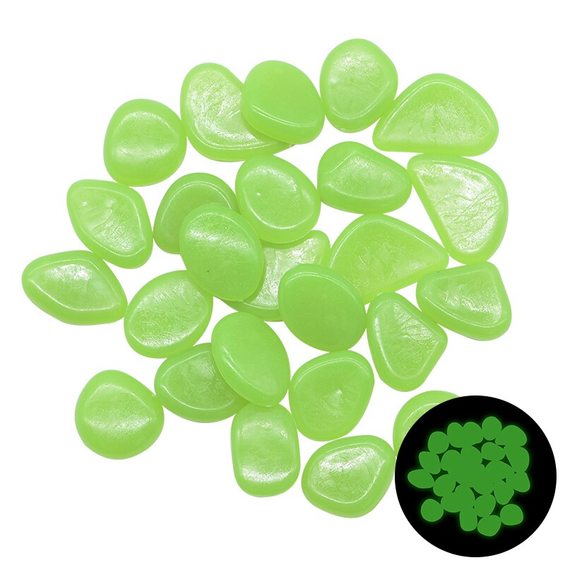 50Pcs Luminous Stone Rocks Glow In The Dark Garden Pebbles for Walkways Path Patio Lawn Pool Aquarium Garden Decor Glow Pebbles: Dark Green