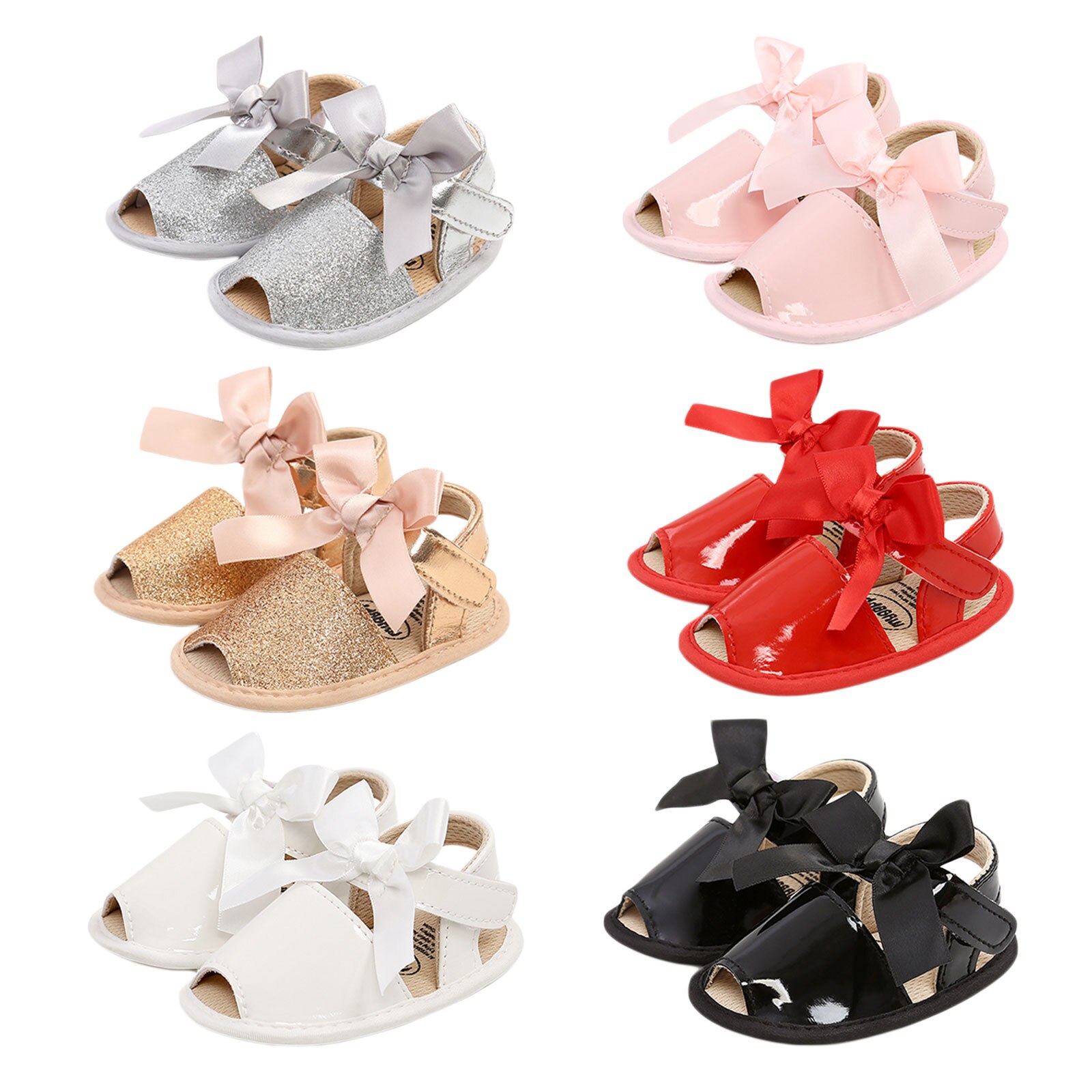 Baby Girl's Sandals Summer Bowknot Decoration Soft Sole Breathable Infant Girl Shoes for Birthday Party Photography 0-18Months