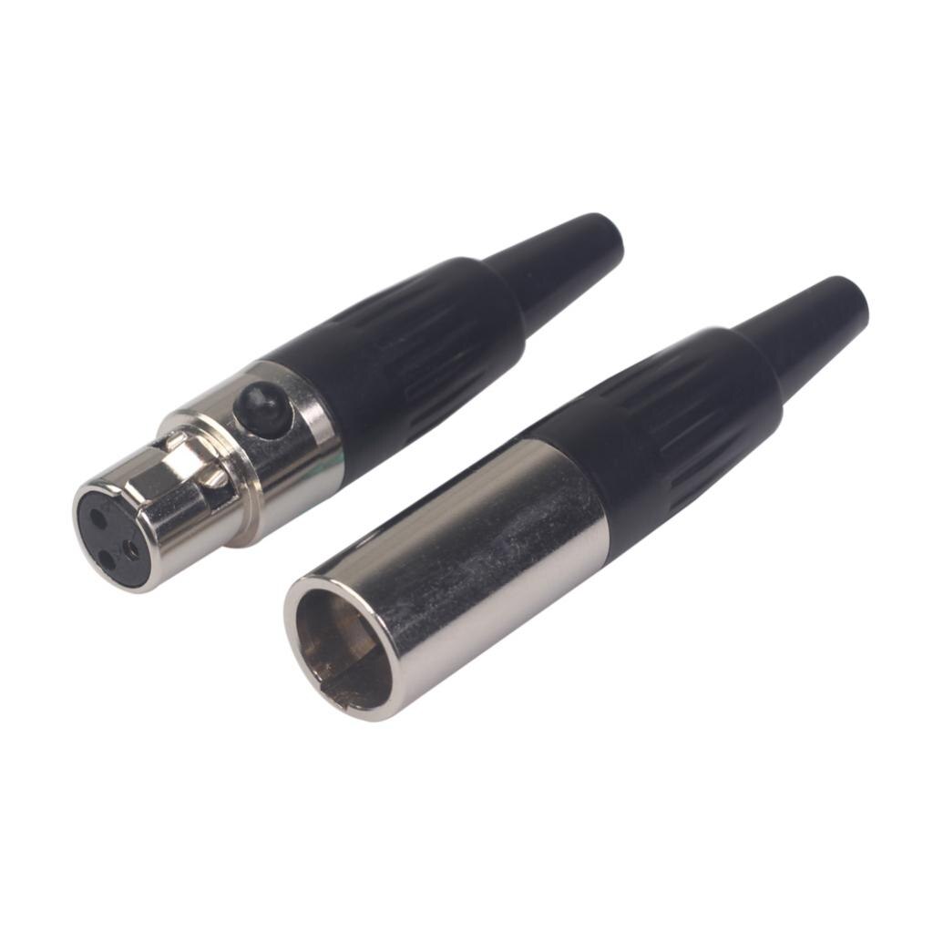 Mini 3 Pin XLR Female Cable Connector For Microphones Black And Sliver