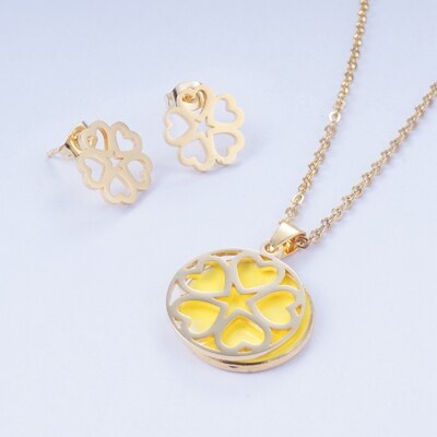Yunkingdom conjunto de joyas corazón redondo delfín resina Acero inoxidable conjuntos de joyas COLLAR COLGANTE pendientes para mujeres: BLS0047