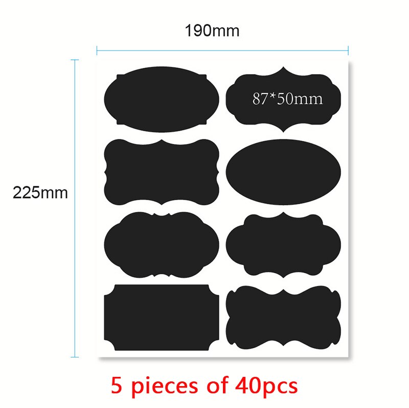 40/50/105Pcs Schoolbord Stickers Black Spice Stickers Label Voor Keuken Jar &amp; Fles Containers Verwijderbare Krijtbord sticker: 40pcs 8.7x5cm
