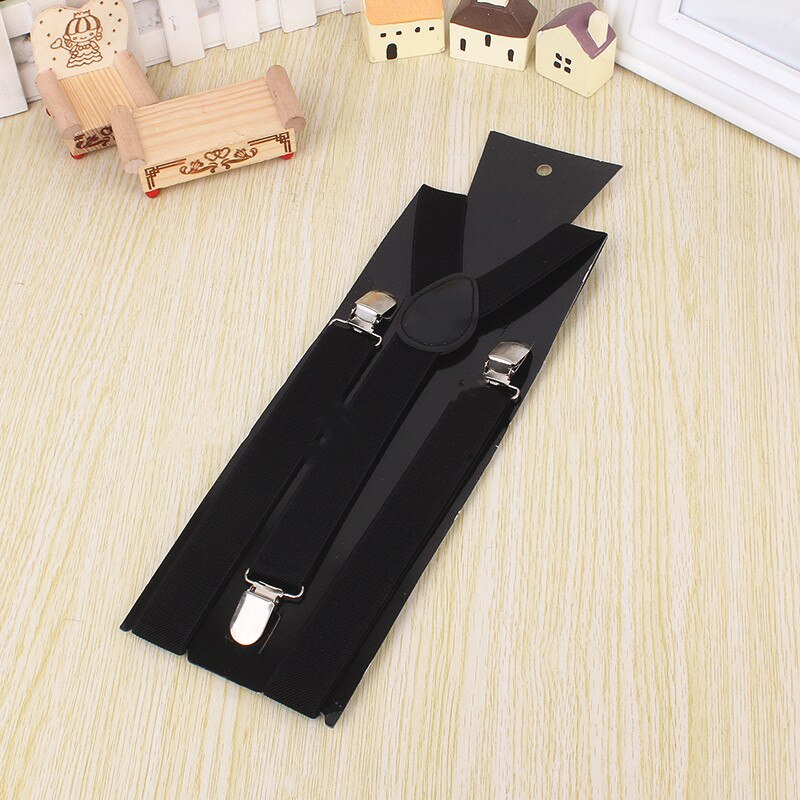 1PC Adult Suspender Adjustable Straps Metal Clip Elasticated Clip-on Men's Suspenders Shirts Pants Braces For Women Belt Straps: Black