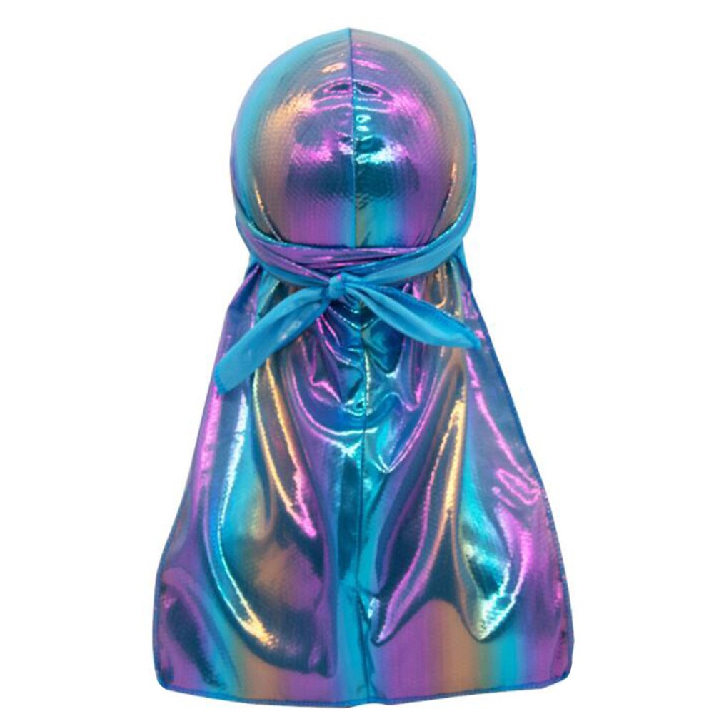 Men Sparkly Silky Durag Colorful Wide Doo Rag Comfortable nightcap