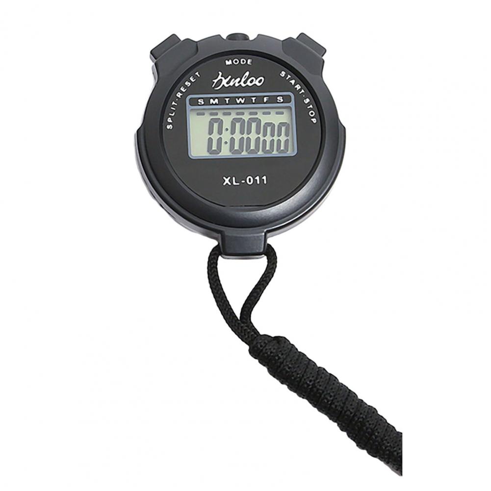 Digital Stopwatch Waterproof Compact Size Sports Timer Simple Operation Silent Stopwatch Timer Chronograph Devices: black