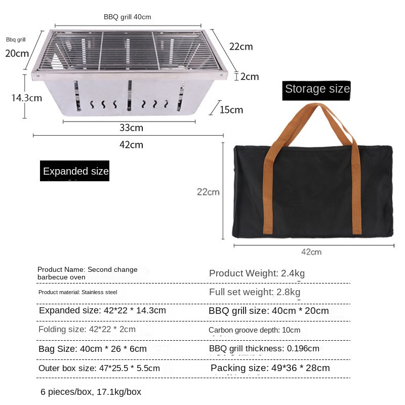 Parrilla de barbacoa de acero inoxidable 304, estufa portátil para exteriores, estufa de mesa IGT, estufa de leña plegable, barbacoa, estufa de Camping