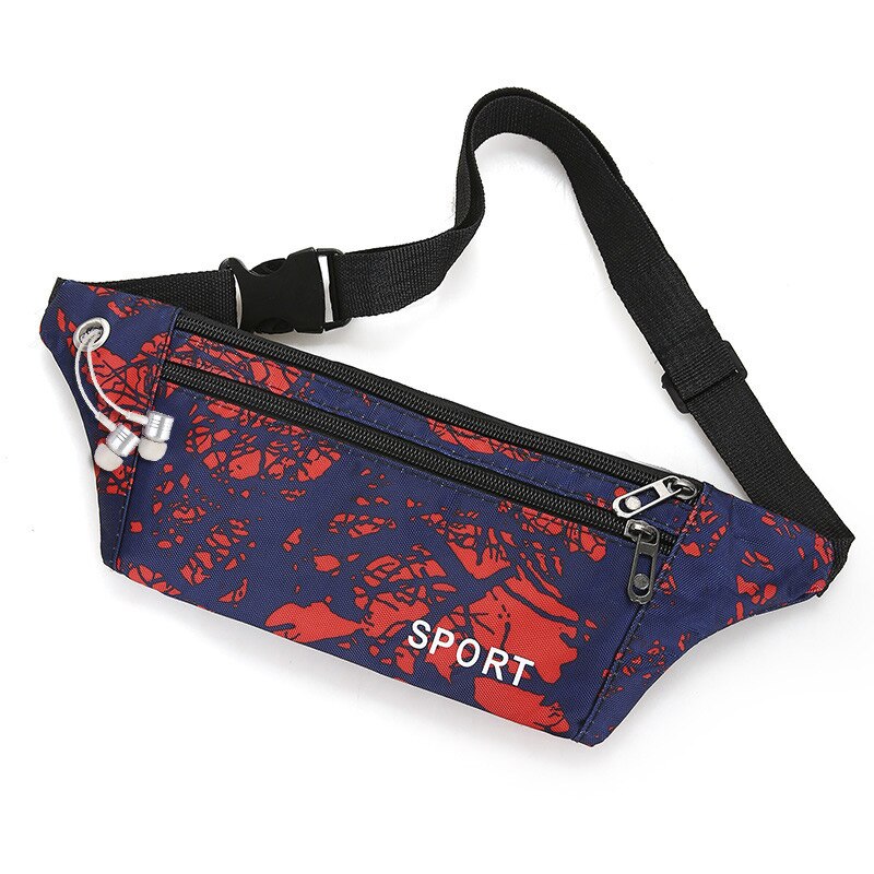 Nylon Heuptasje Taille Banaan Tas Met Oortelefoon Gat Reizen Hip Bum Waistbags Mannen Vrouwen Riem Zak Wandelen Pouch pocket: winered