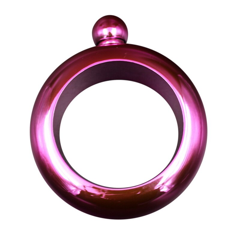 3.5oz Stainless Steel Bangle Hip Flask Bracelet Flasks Portable Round Wine Whisky Bottle Drinking Bottle Drinkware Funnel: rose red