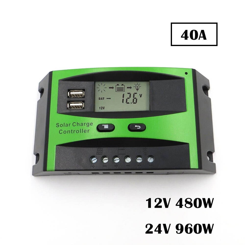 60a 50a 40a 30a 20a 10a 12v 24v pwm aurinkokennopaneeli akun lataussäädin säädin lcd-näyttö usb 5v matkapuhelimen laturi: 20a