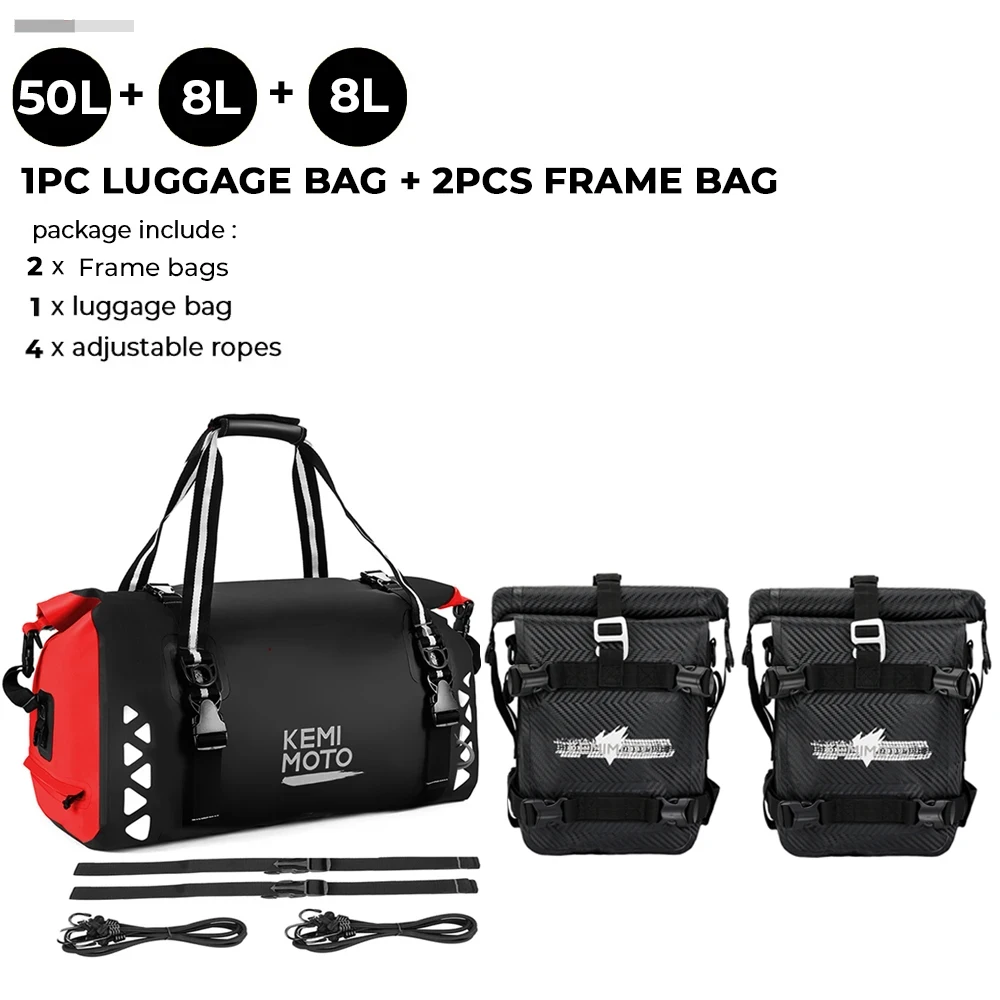 KEMIMOTO Borsa da moto Borse da coda in PVC impermeabile Borsone da coda riflettente Borsa da sella per bagagli asciutti Borsa da esterno per BMW per Yamaha