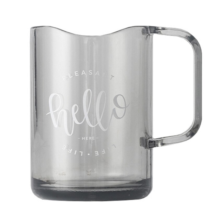 Plastic Brushing Cup Couple Toothbrush Cup with Handle for Bathroom Household PI669: black  Transparent