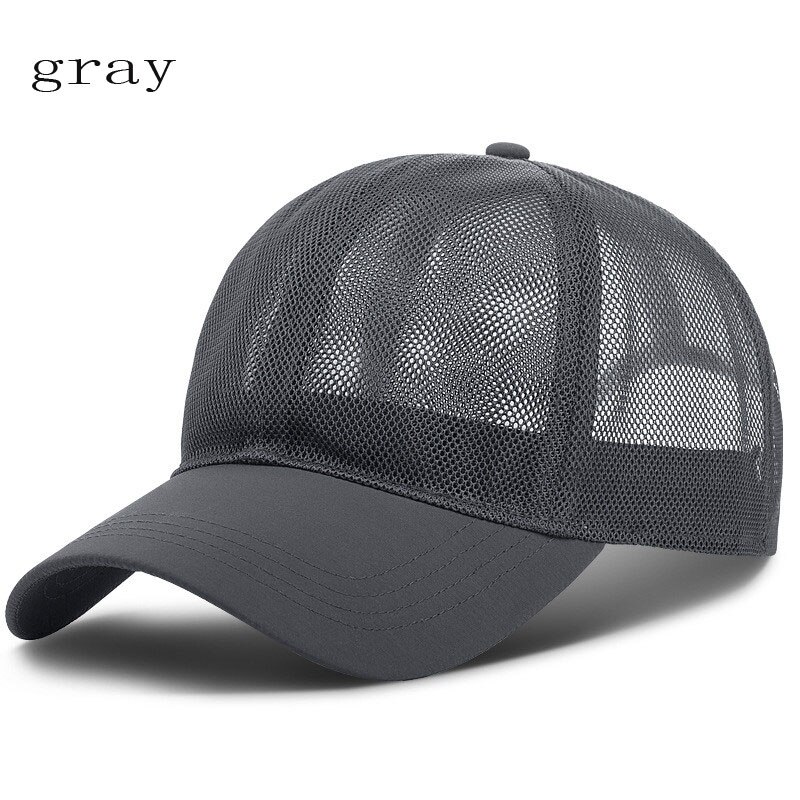 Varumärke basebollkeps kvinnor utomhus casual justerbar hatt andas män kvinnor sommar snapback mesh benmössa gorras: Grå