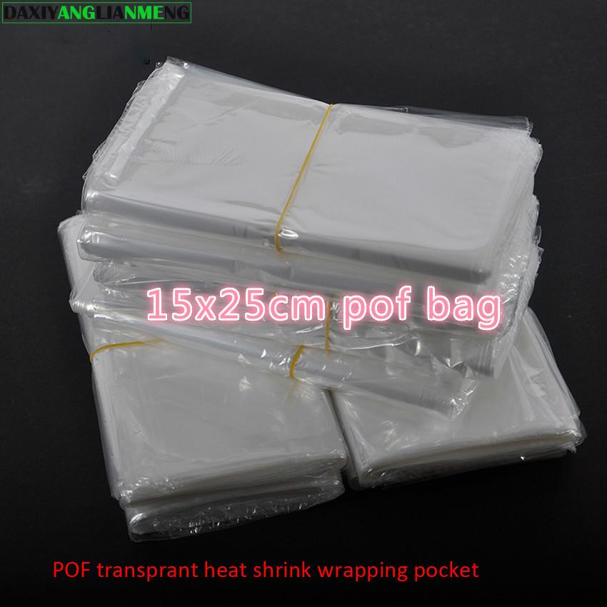 100pcs/lot 15x25cm Clear Transparent Shrink Wrap Package Heat Seal Bag POF Packing Plastic Bags For Comestic Bottles Boxes