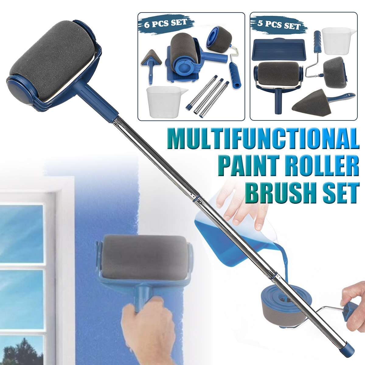 5/6 Pcs Wall Decorate Painting Roller Brush Set Paint Runners Brush Kit Multifunctional House Paint Rollers Runners Pro Tool Set